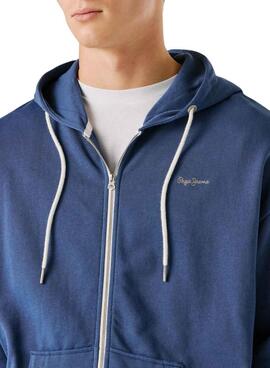Sweat à capuche zippé Pepe Jeans Geo bleu pour homme
