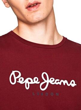 T-Shirt Pepe Jeans Eggo Long Grenat Homme