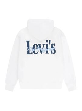 Sweat à capuche Levi's Classic And Clean blanc pour garçon et fille
