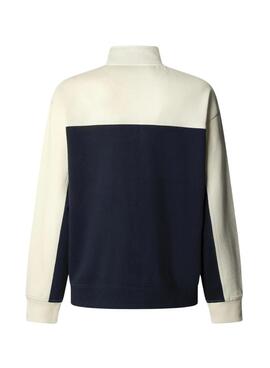 Sweatshirt Pepe Jeans Gaspar Nothing Hill bleu et blanc pour homme