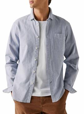 Chemise à rayures Pepe Jeans Prescot bleue et blanche pour homme