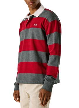 Polo Pepe Jeans Craig rouge et gris pour homme.