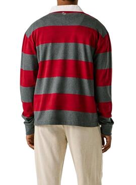 Polo Pepe Jeans Craig rouge et gris pour homme.