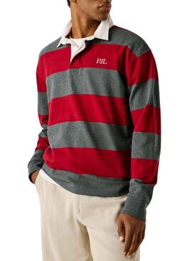 Polo Pepe Jeans Craig rouge et gris pour homme.