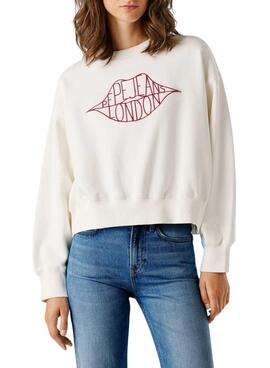 Sweat Pepe Jeans Bernis blanc pour femme