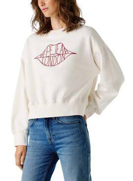 Sweat Pepe Jeans Bernis blanc pour femme