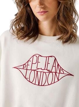 Sweat Pepe Jeans Bernis blanc pour femme