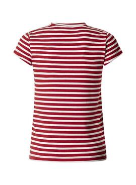 T-shirt Pepe Jeans Merida rouge et blanc pour femme