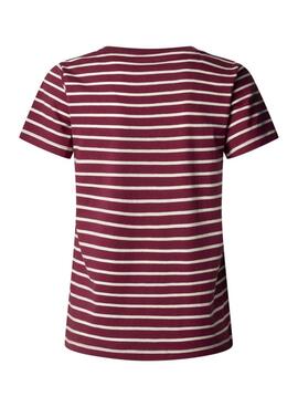 T-shirt Pepe Jeans Mae à rayures grenat pour femme