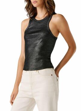 Top Pepe Jeans Birdey noir métallisé pour femme