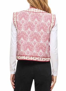Veste Vila Delphine boho corail et blanc pour femme.