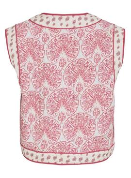 Veste Vila Delphine boho corail et blanc pour femme.