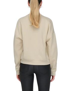 Sweatshirt Only Onlsweat Life beige pour femme