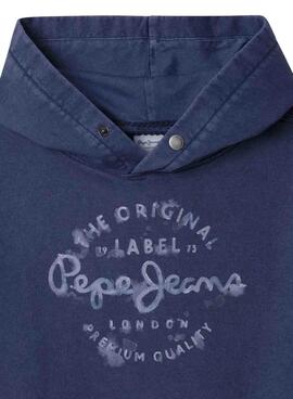 Sweatshirt Pepe Jeans Vernon logo circulaire bleu foncé pour enfant.