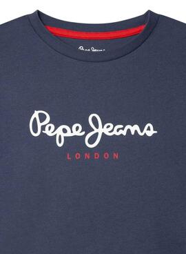 T-shirt Pepe Jeans New Arta logo bleu marine pour garçon