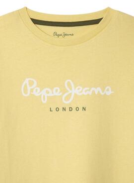 T-shirt Pepe Jeans New Arta logo jaune pour enfant