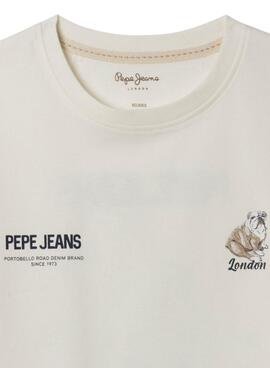 T-shirt Pepe Jeans Cutbert en blanco pour enfant