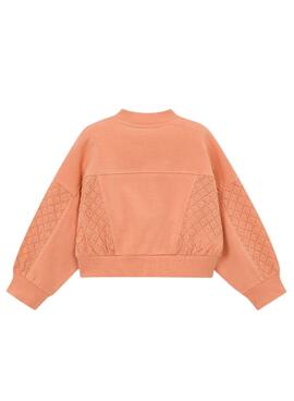 Sweat à capuche Mayoral avec fermeture éclair corail pour fille.