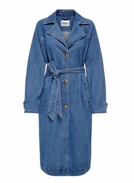 Trench-coat denim Only Malou bleu pour femme.