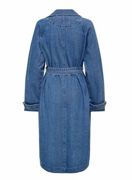 Trench-coat denim Only Malou bleu pour femme.