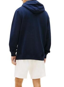 Sweat à capuche Tommy Jeans Sign marine pour homme.