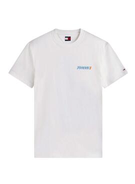 T-shirt Tommy Jeans Vintage logo beige à l'arrière pour homme