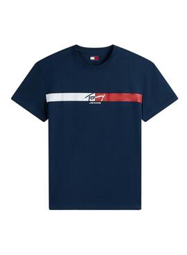 T-shirt Tommy Jeans Signature Stripe marine pour homme