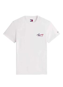 T-shirt Tommy Jeans Sign Chest Slim blanc pour homme