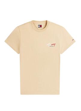 T-shirt Tommy Jeans Sign Chest Slim beige pour homme