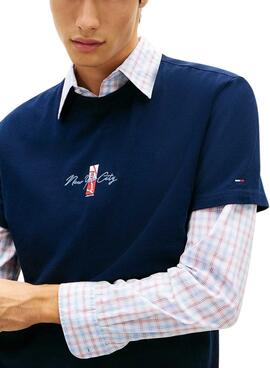 T-shirt Tommy Jeans Sign Block marine pour homme