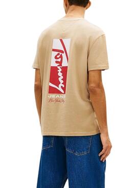 T-shirt Tommy Jeans Sign Block toast pour homme