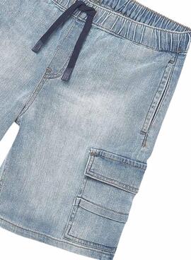 Bermuda bleue avec cordon pour enfant.