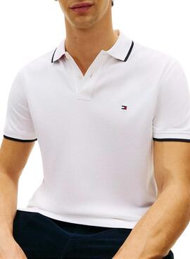 Polo Tommy Hilfiger Piqué blanc à rayures contrastantes pour homme