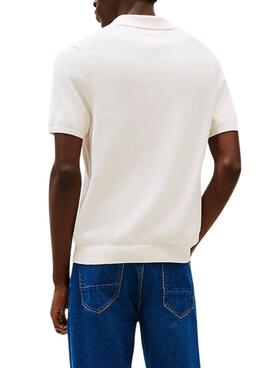 Polo Tommy Hilfiger Essential beige pour homme.