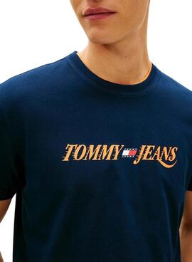 T-shirt Tommy Jeans Vintage logo marine pour homme