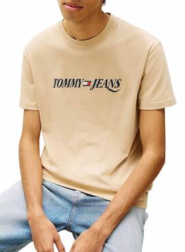 T-shirt Tommy Jeans Vintage logo beige pour homme