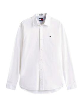 Chemise Tommy Jeans en popeline blanc, coupe régulière, pour homme.