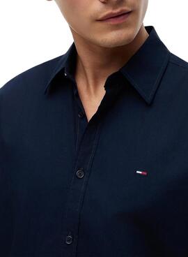 Chemise Tommy Jeans en popeline marine pour homme