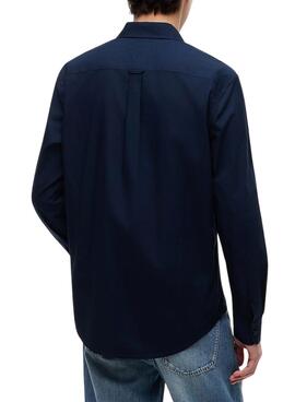 Chemise Tommy Jeans en popeline marine pour homme