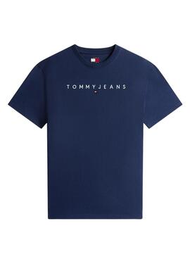 T-shirt Tommy Jeans Linear Logo marine régulière pour homme