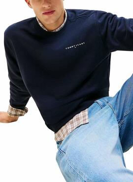 Sweatshirt Tommy Jeans Linear Chest marine pour homme