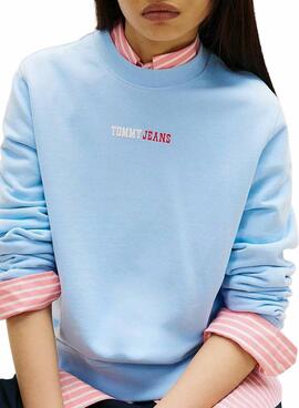 Sweatshirt Tommy Jeans Essential logo bleu pour femme