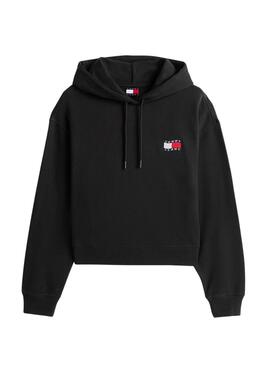 Sweat à capuche Tommy Jeans Wavy Flag noir pour femme