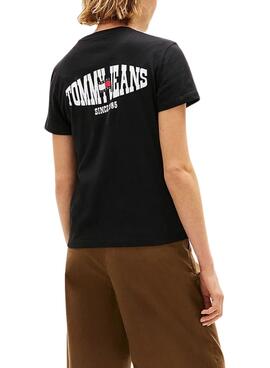 T-shirt Tommy Jeans Wavy Flag noir pour femme