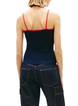 Haut Tommy Jeans Slim Badge marine pour femme