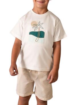 Ensemble bermuda Mayoral Seersucker Beige pour garçon