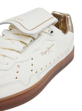Sneakers Pepe Jeans Ball Studs en cuir blanc avec clous pour femmes