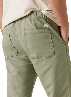 Pantalon chino Pepe Jeans Pull On Comfort vert pour homme.