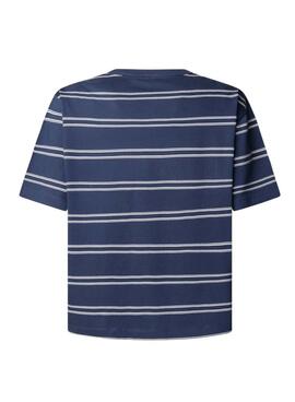 T-shirt Pepe Jeans Clark rayures bleu marine pour homme