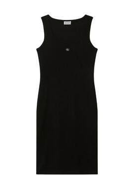 Robe Calvin Klein Jeans Baby Rib square noir pour femme